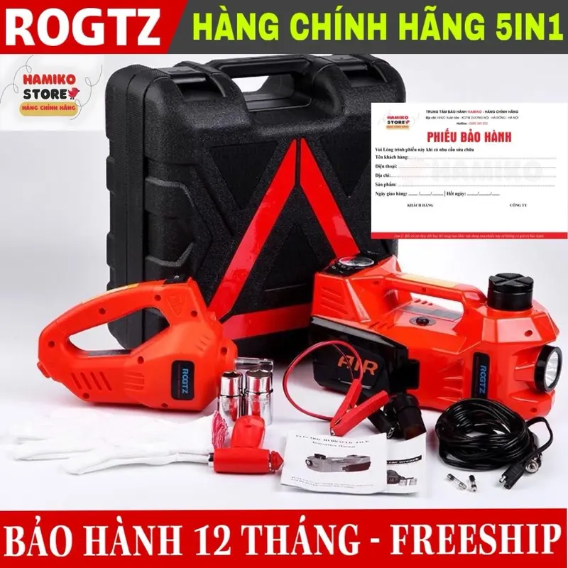 Kích nâng gầm tích hợp bơm hơi và thay lốp xe thông minh 5 trong 1, Hàng chính hãng ROGTZ, Tải trọng 5000kg 0