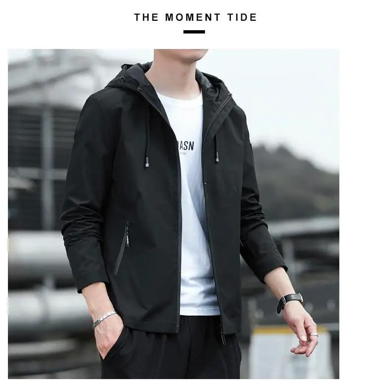 Product Introduction of Casual Men's Hooded Bomber Jacket Windbreaker Coat 2023 Autumn Outwear Menswear Tops Lingerie Longsleeve Pocket Operator 9