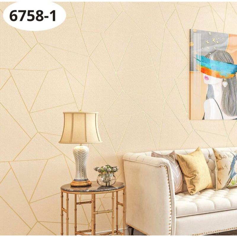 Wallpaper Dinding Marmer Lis Kuning Dasar Putih  9 s/d 10meter X 45cm 6