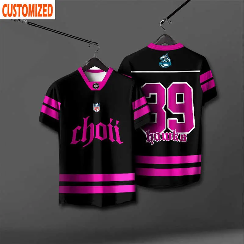 Free Name Number 2024 Choii Tshirt Thailand Viral Custom  Ootd Retro Jersey Stand Collar Plus Size Men Women Women's T-Shirt