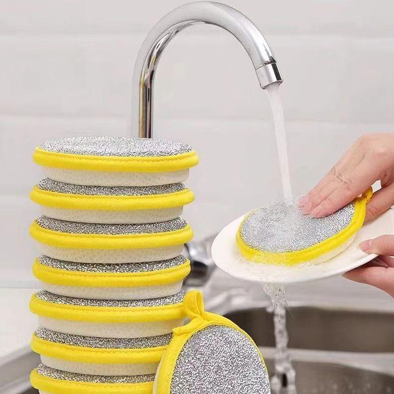 Bát Rửa Bọt Biển, Hai Mặt, Hình Tròn, Nồi Bàn Chải Dầu Vải, Nâng Cấp Đặc Biệt, Phong Cách Gia Dụng, Không Làm Hỏng, Ma Thuật 5