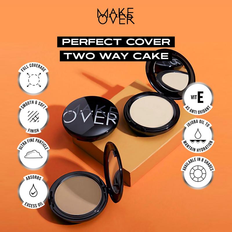 MAKE OVER Perfect Cover Two Way Cake TWC - Bedak Padat Bedak Compact High Coverage Ringan Wajah Flawless Make Up Tahan Lama Non-Comedogenic BEST SELLER Lebaran Raya 2