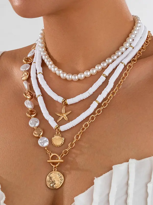 Shell & Starfish Design Necklace, Boho Style Necklace for Women for Party, Daily Decor, Trendy All-match & Exquisite Jewelry for Birthday Gift 3