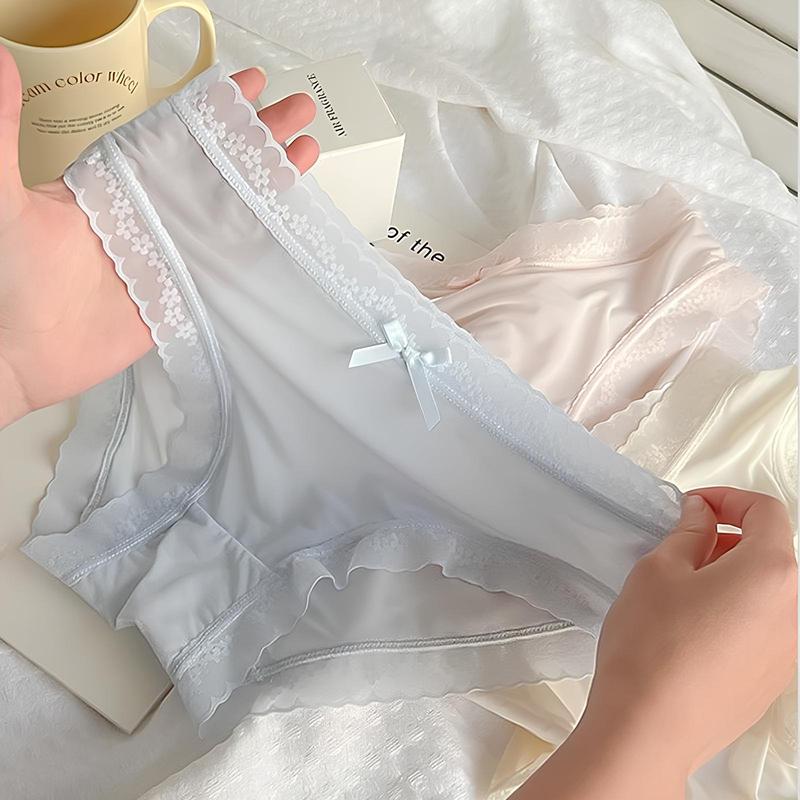   HÀNG ĐẸP - ĐÁY THÔNG HƠI   Sét 5-10 Quần lót nữ chất su lụa mỏng mát phối ren hoa không lộ viền Q102 Women 