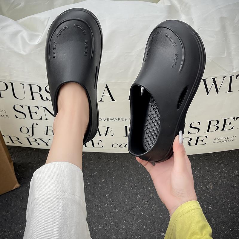 2025 Thick-Soled Closed-Toe Half Slippers for Women, Outdoor Wear, 2025 New Lightweight Non-Slip Waterproof Chef Shoes, Clogs 2