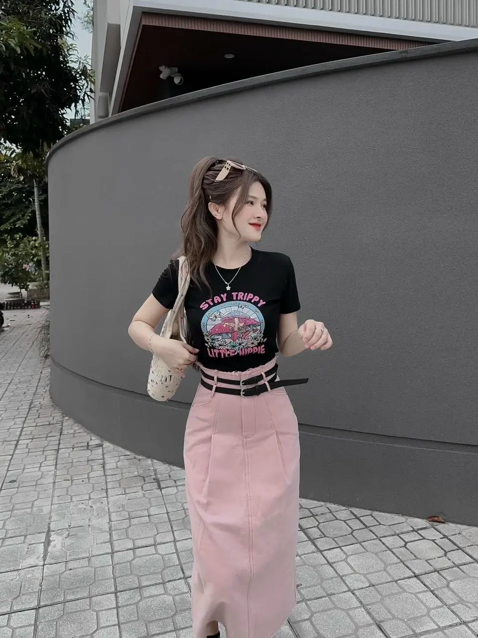SET áo tăm lạnh phối chân váy Kaki kèm 2 nịt Xin Mời Các Nàng Nữ Kem Women Top
