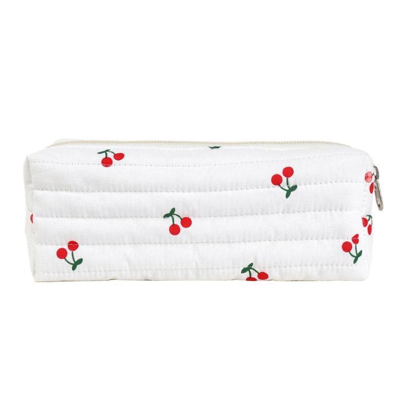 Cherry Pattern Quilted Makeup Storage Bag Set, 3 Counts/set Large Capacity Cosmetic Storage Bag, Zipper Makeup Organizer Pouch for Skincare, Lotion, Cream, Makeup Tool 5