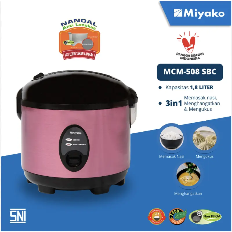 MIYAKO Rice Cooker 3 in 1 MCM-508 SBC / MCM 508 SBC / MCM508SBC [1.8 Liter] 2