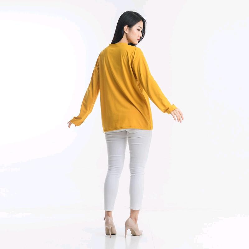 Atasan V-Neck Jumbo Xxl Panjang / Kaos Polos Basic Vneck Panjang / T-Shirt / Atasan Pakaian Wanita Fit Oversize Soft Spandex 4