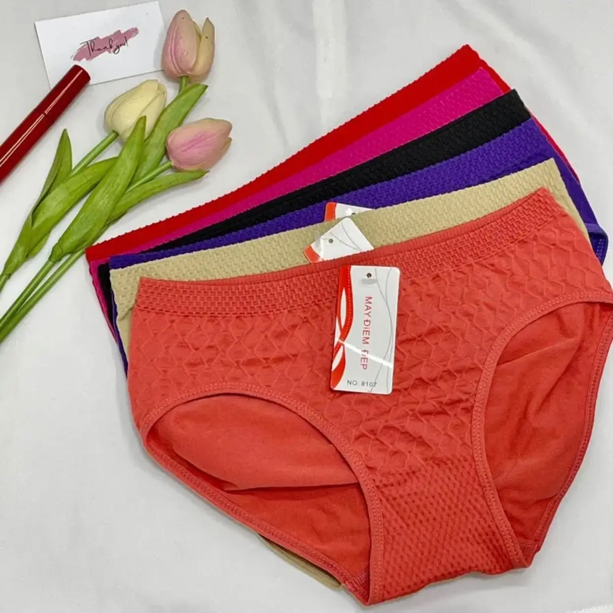 810X- combo 5-10 quần dệt kim hàng đẹp - Trơn Trơn Nữ Women Kim Tuyến Tim Quần Lót Nhung