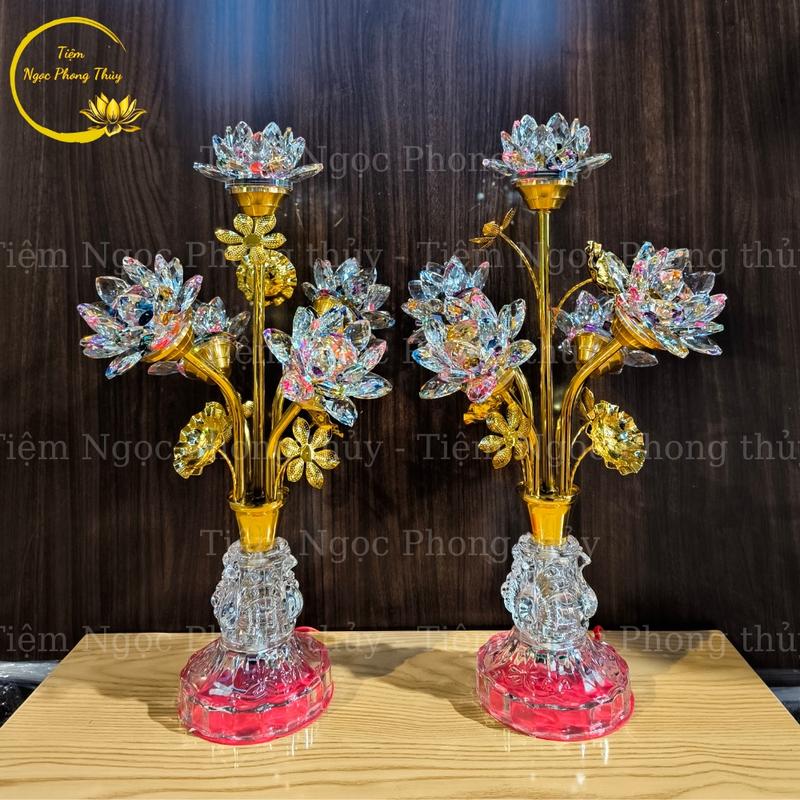 Đèn thờ 5 bông pha lê 3 chế độ sáng Trang Trí Nhà Decor Phòng Decor Phòng Khách 7