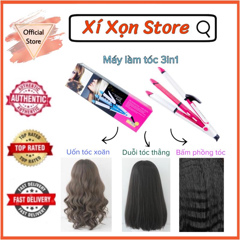 Máy làm tóc đa năng 3in1 uốn + duỗi + bấm phồng tóc