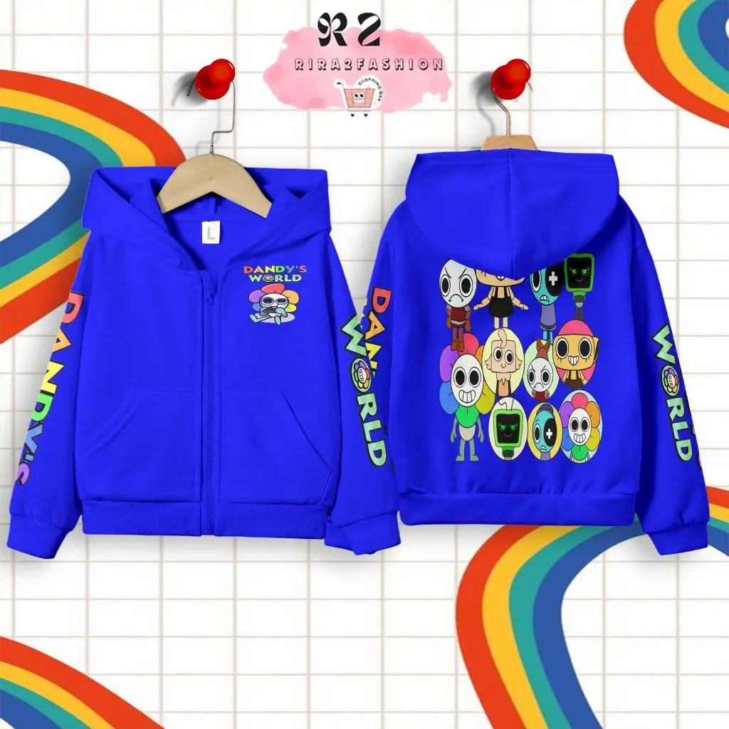 Hoodie Zipper Children Front Back Dandy's World Motif (Free Name) Premium Material Unisex