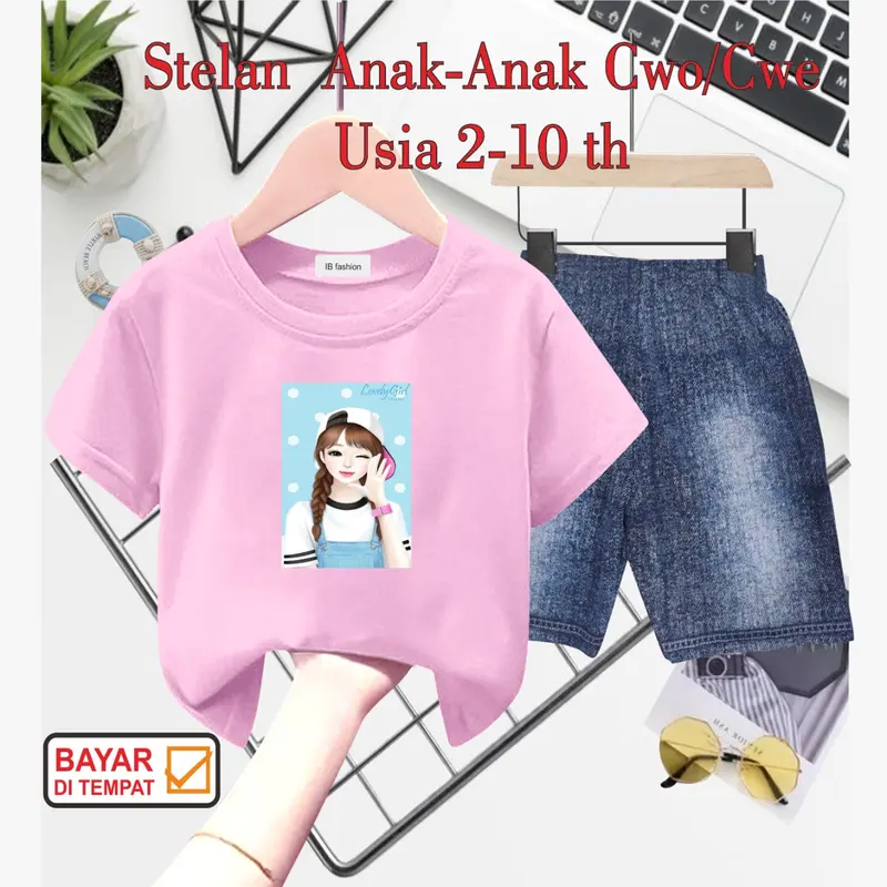 STELAN ANAK PEREMPUAN DIGITAL SABLON CEWEK TOPI 4