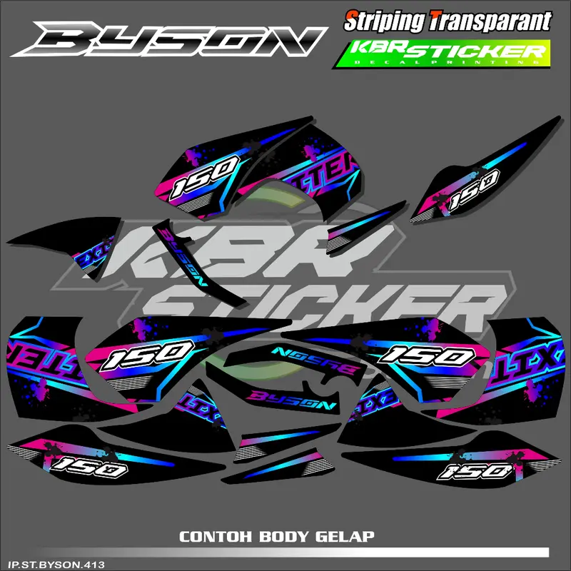 BYSON  (COD) STIKER STRIPING MOTOR YAMAHA BYSON - STIKER LIST GRAFIK SIMPLE WARNA VARIASI DESAIN RACING HOLOGRAM DAN TRANSPARAN BISA COD IP.KODE-413 8