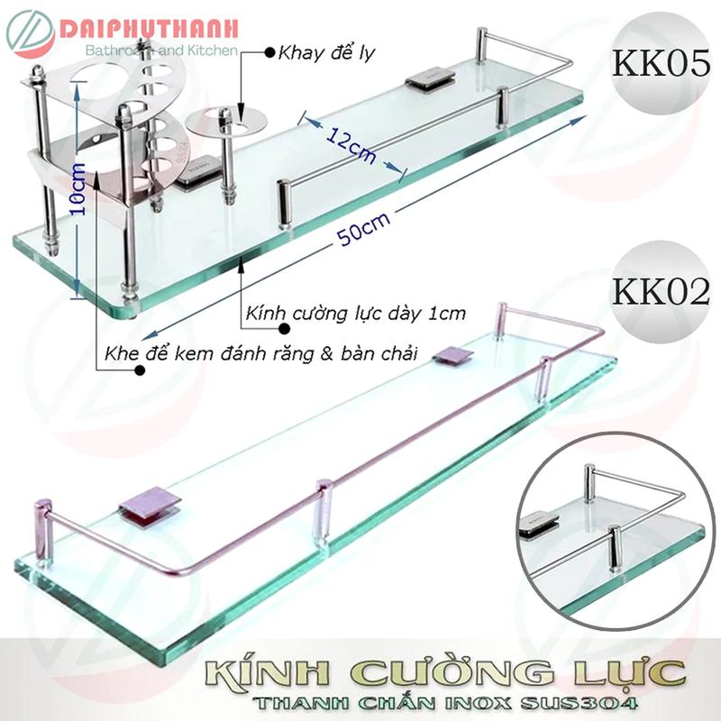  Kệ Kính Cường Lực Đa Năng Nhà Tắm Phụ Kiện Inox SUS304 - Kệ để ly Bàn chải Mỹ phẩm 