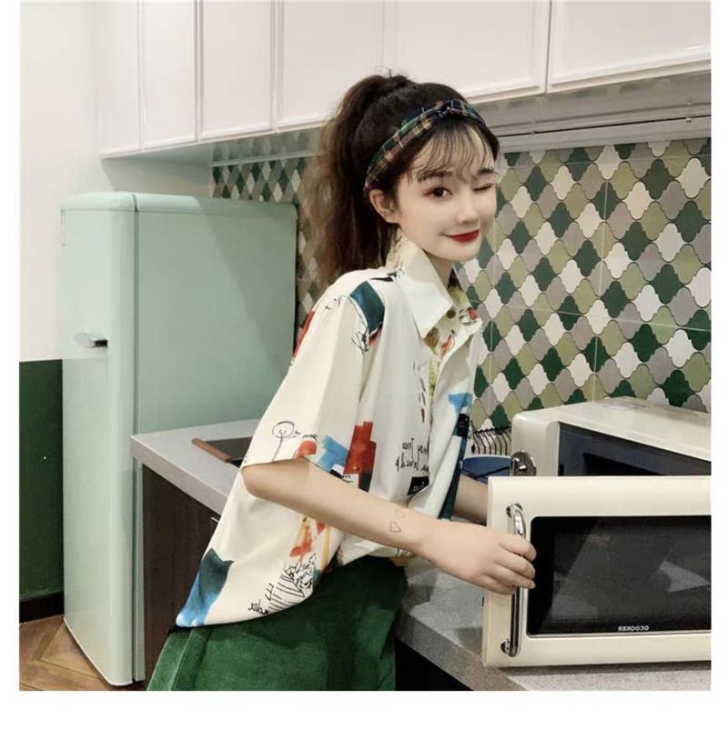 Product Introduction of Áo Sơ Mi Thiết Kế Cổ Điển Độc Đáo Áo Sơ Mi Ngắn Tay, Dành Cho Phụ Nữ, Mùa Hè 2024 Phong Cách Hàn Quốc Mới, Thời Trang, Dáng Rộng Vừa Vặn, Áo Sơ Mi 26