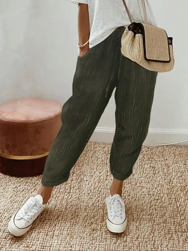 Women's Plain Pocket Drawstring Waist Straight Leg Pants, Casual Comfy Trousers for Everyday Wear, Fashion Ladies Bottoms for All Seasons, Womenswear 3