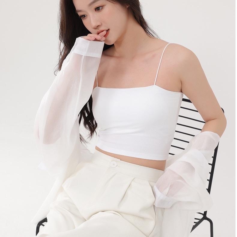 K578 Áo Yếm Dây Bún Nhỏ Có Đệm Ngực, Cúp Ngực Chống Lộ Kiểu Dáng Croptop Ôm gọn Women Nữ