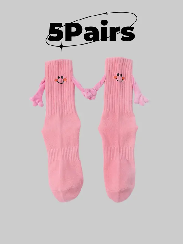 Cartoon Face Holding Hand Design Sports Socks, Casual Moisture Wicking Socks, Soft Comfy Breathable Socks for All Seasons 4