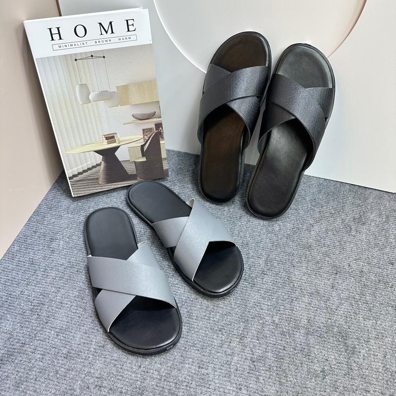 Dép Nam Quai Chéo Da Sang Chảnh 2 màu Hót Hít Đế Bằng - Slipper