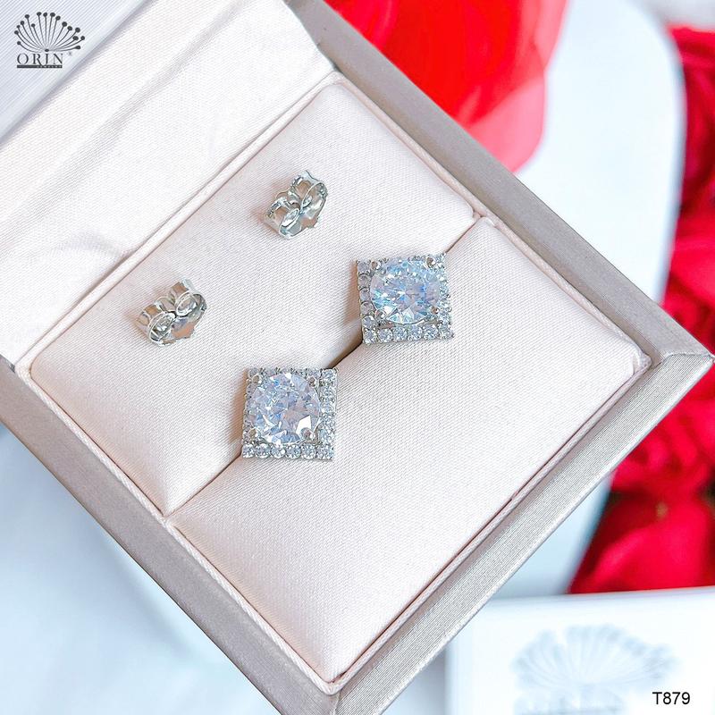 Product Introduction of Bông tai trắng vuông lớn đính đá cao cấp Orin T879 1