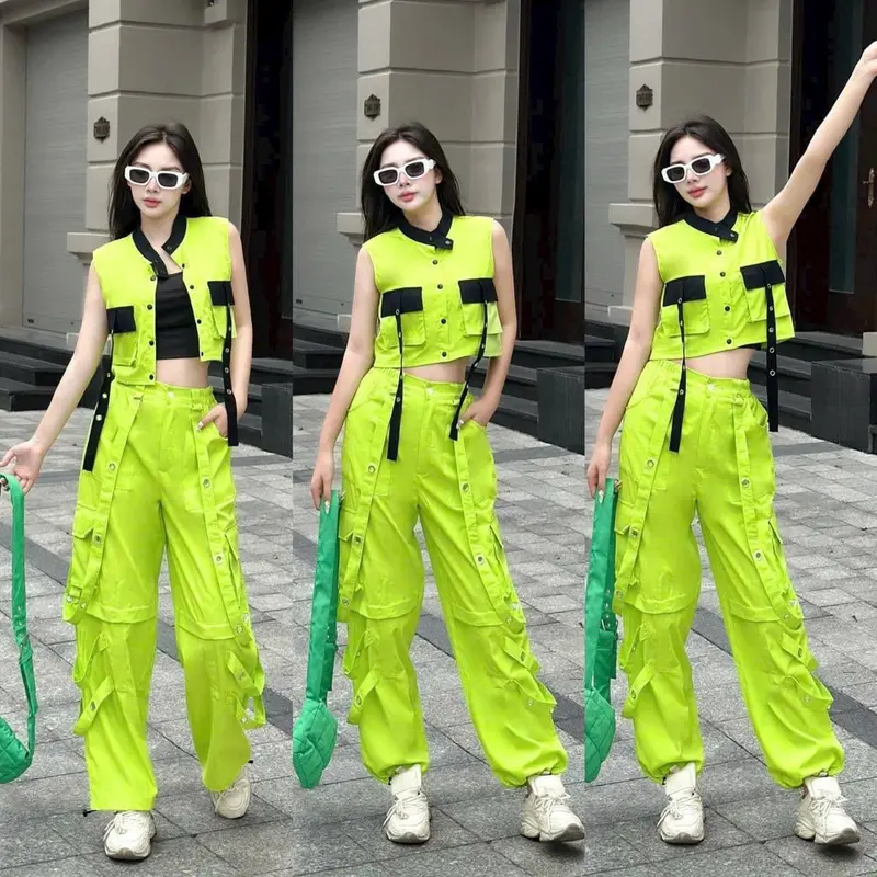 Bộ tập thể thao dân vũ,zumba,shuffledance,erobic sét 2 món chất kaki quần ống xuông Sport Chạy Bộ Thể Dục ống xuông [TS) 5