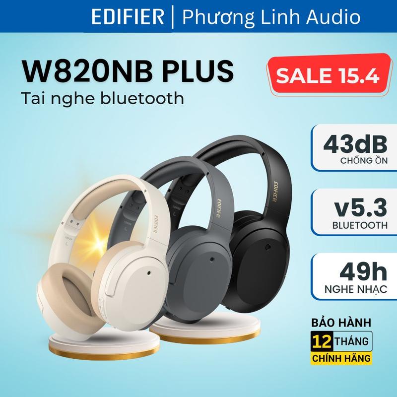 Tai nghe Bluetooth EDIFIER W820NB PLUS - Chụp tai chống ồn chủ động Earphone chuẩn nghe nhạc chất lượng cao Hires Audio Thời lượng pin 49 giờ liên tục Micro tích hợp khử tiếng ồn | Hàng chính hãng - Bảo hành 12 tháng
