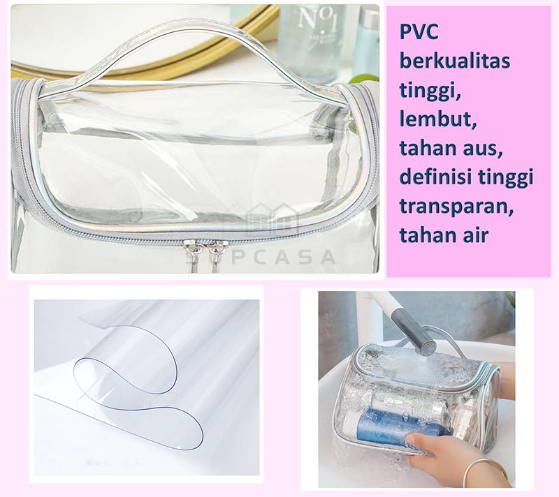 Tas Kosmetik Anti Air/Tas Kosmetik Washbag / Tas Alat MakeUp / Cosmetic Bag Organizer / Tas Make Up Wanita/Tas Kosmetik Travel Transparan /Cosmetic Cube Transparent Clear PVC Toiletries Wash Bag /Pouch Kosmetik 6