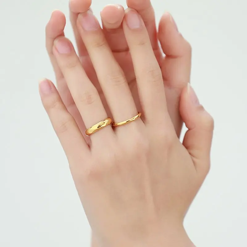 Non Fading Titanium Steel Ring, Female Curved Plain Ring, Couple Pairing Ring, Gold Ring, Wedding Small Tail Ring,Titanium Steel Couple Rings, Gold Wedding Bands,Non Fading Gold Titanium Steel Rings,Non Fading Gold Titanium Steel Rings
