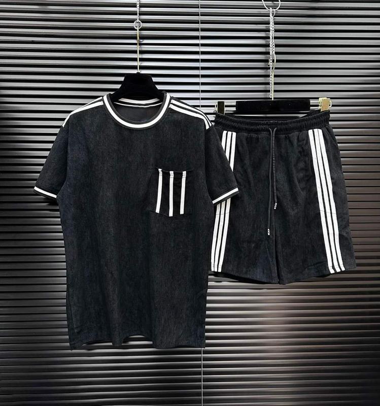 [DEAL MỞ BÁN] Bộ Quần Áo Thể Thao Nam Nữ Tay Ngắn Phối Kẻ Sọc Chất Liệu Nhung Tăm Tàu Mềm Mịn HB05 Menswear Đen Áo Sport Đồng Trang Phục Top Sơ Mi