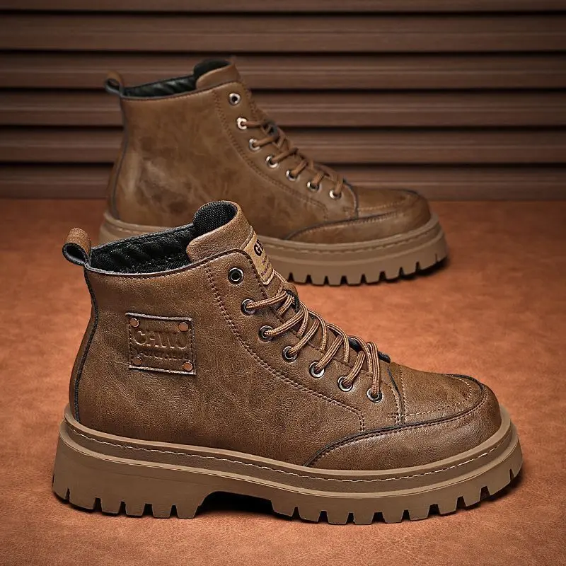 2025 Sepatu Inport  Bot Kulit Modis Buts Martin Tahan Aus Dan Tahan Air High Coklat Bots Pria Vintage Keren Jungle Boat boots korea boots