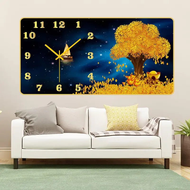 TRANH ĐỒNG HỒ TRÁNG GƯƠNG CAO CẤP 5D IN UV Treo Tường Decor Decor Phòng Trang Trí Trang Trí Nhà Phòng Khách đồng  hồ đồng  hồ tranh treo 4