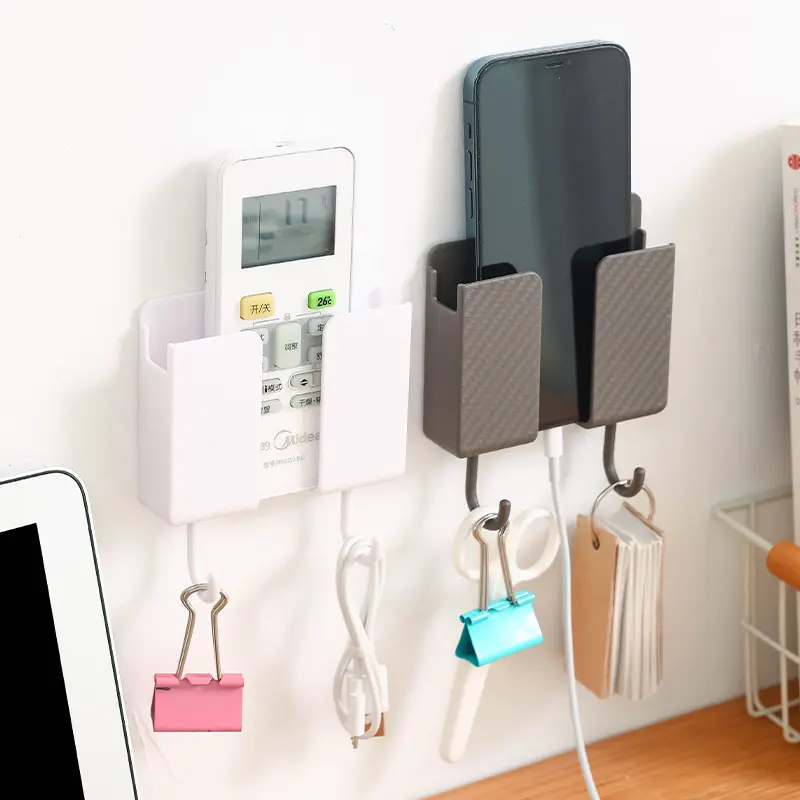 TV Air Conditioner Remote Control Storage Box Wall Hanging Bedside Mobile Phone Storage Punch-Free Rack Hook Wall Hanger
