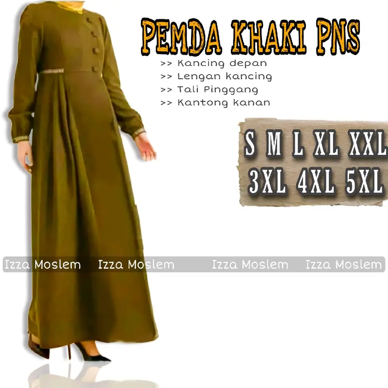 GAMIS PEMDA KHAKI PNS GURU WANITA BUMIL JUMBO Kancing Kantong Toyobo Muslim Syari Nyaman Menyusui • simpel 2