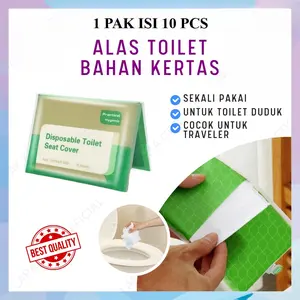 [COMME]  10 Lembar Travel toilet seat cover disposable / cover dudukan toilet bahan kertas larut dalam air / kertas pelapis alas duduk kloset duduk