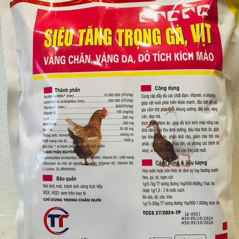 SIÊU TĂNG TRỌNG gà vịt 1kg lớn nhanh, hiệu quả cao. Thức ăn vỗ béo cho gà vịt ngan giúp gà vịt lớn nhanh, lông óng mượt, vàng da, nhanh lớn . An toàn hiệu quả cao giảm chi phí chăn nuôi 7