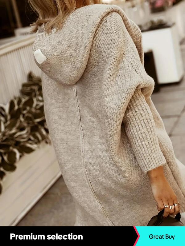 Women’s Knitted Cardigan – Oversized Fit – Wool Blend – Ribbed Sleeves – Open Front