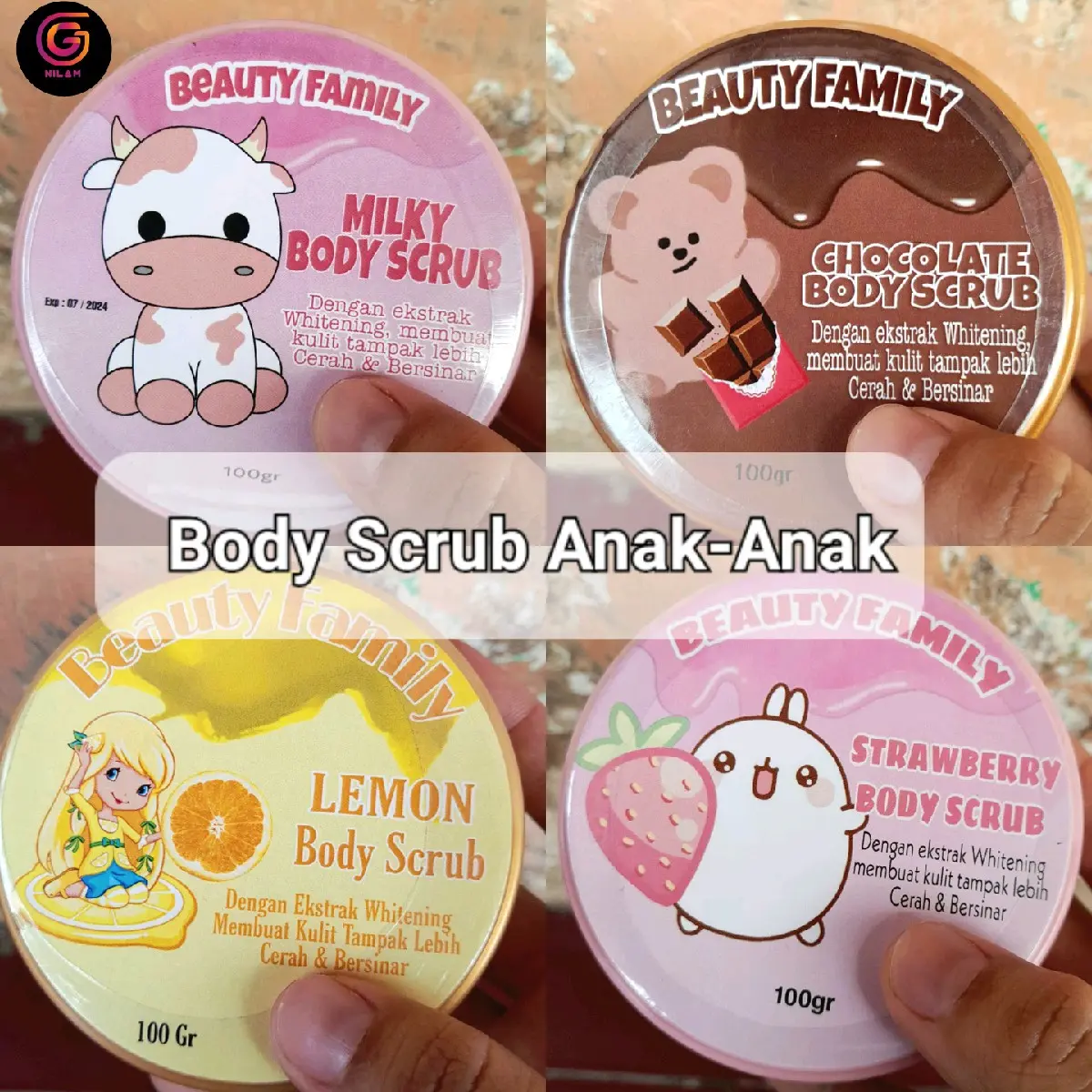 Body Scrub Anak-Anak Lulur Lemon Coklat Susu Strawberry Vitamin Melembutkan