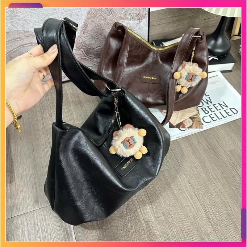 (Tặng charm gấu bông) Túi tote đeo chéo đeo vai da mềm size 35cm đi học đi chơi