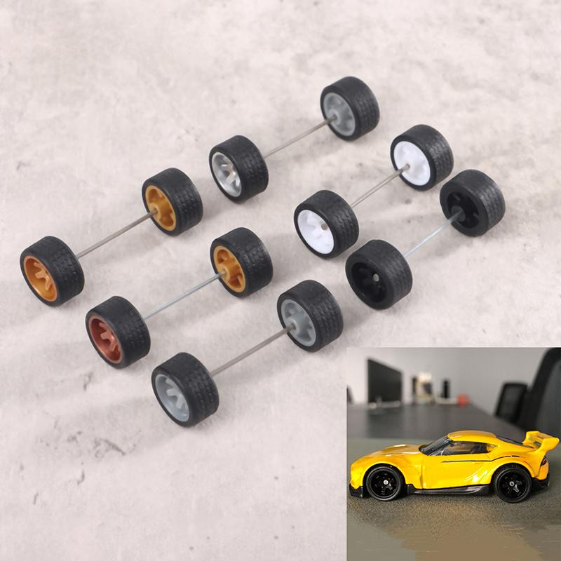 Product Introduction of Roda Kereta untuk Roda Panas, Tayar Getah, dengan Gandar Roda, Model Kereta, Bahagian Diubah Suai, Mainan Kenderaan Lumba DIY, Skala 1: 64, 1 Set 21