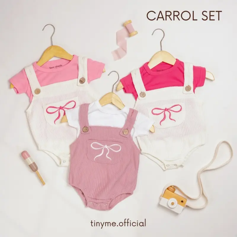 TINYME 0-18 bln || Set Jumpsuit Overall + Kaos  Celana Kodok Gantung Luaran Anak Bayi Catalog TMTM CARROL 0