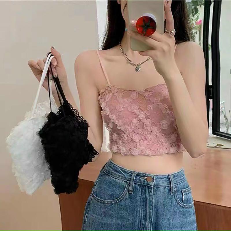 Áo Bra Nữ 2 Dây Hoa Hồng Mút Mỏng, Chất Ren Mềm Mịn HLBOUTIQUE 3653 Women Top Voi 6