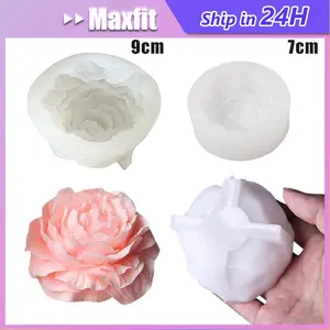 7cm/9cm Flower Silicone Mold Peony 3D / Cetakan Silikon Multifungsi untuk Lilin Aromaterapi, Clay, Jelly, Fondant, Coklat