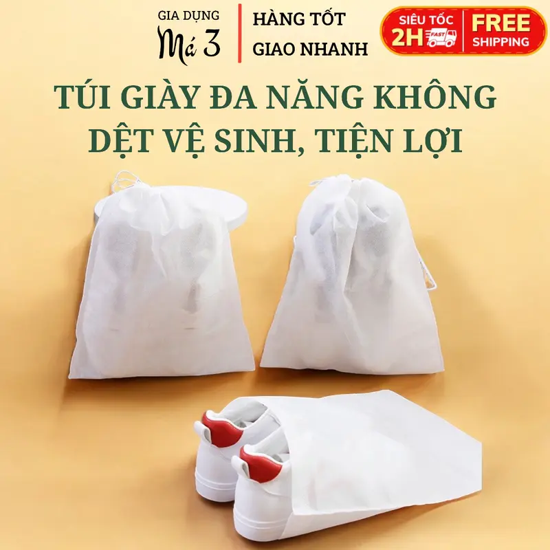 Túi đựng giày đa năng, túi đựng giày du lịch, vài không dệt màu trắng 0