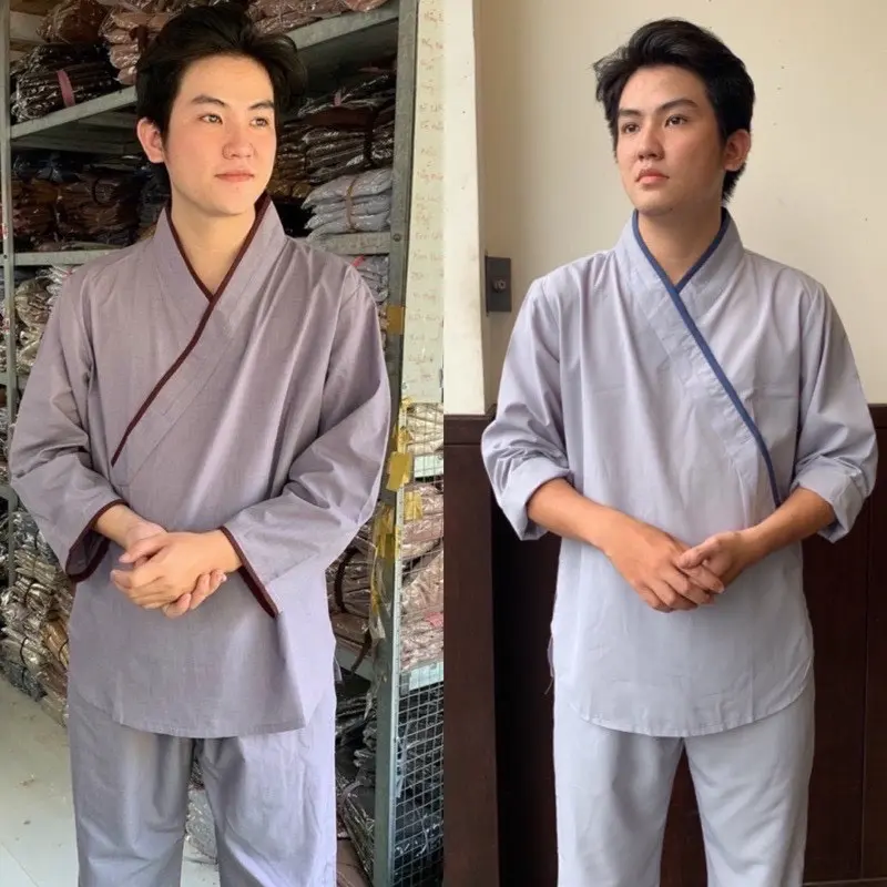 Đồ LAM ĐI CHÙA Trang Nghiêm mẫu Nhật Chéo lam Nữ Dress Áo Menswear Quần 6
