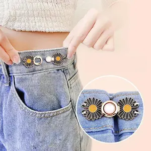 LuxeBag Kancing Jeans Simple Karakter Kait Pengecil Lingkar Pinggang Celana Kancing Celana Jeans Model Bunga Daisy Waist Button Adjustable Murah Import R1068