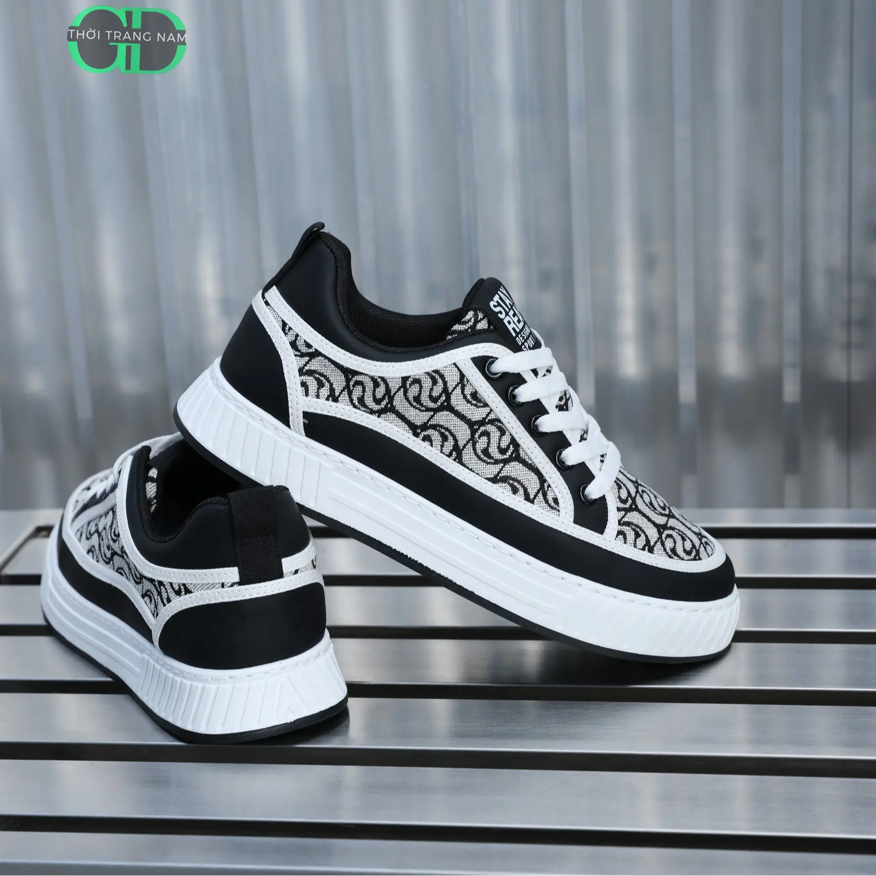 Giày Sneaker Nam [G01]  phong cách Hot 2024 mới lạ [ NEW SHOE ], Phong cách Hàn Quốc, Đế Đúc Khâu Chống Trơn Trượt Đế Bằng Kim Tuyến