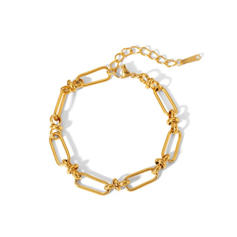 Product Introduction of Unique Fashion Simple Bracelet Lightning Pearl Moon Cross Chain 18K Gold Stainless Steel Bracelet High-end Jewelry Really Good 4