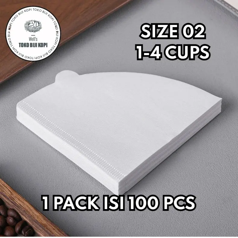 Kertas Filter Saringan V60 Drip Kopi Size 02 1-4 Cup Putih Isi 100 Pcs